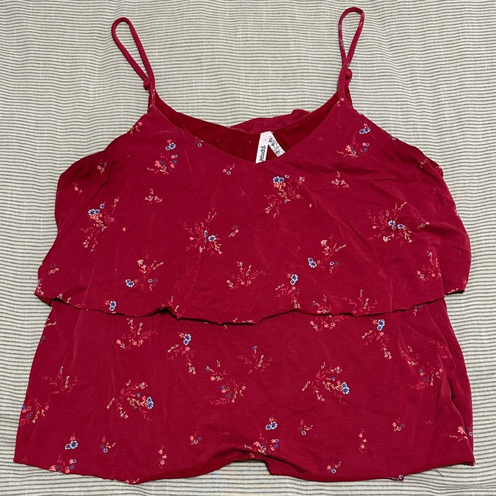 Mudd Red Floral Camisole Top